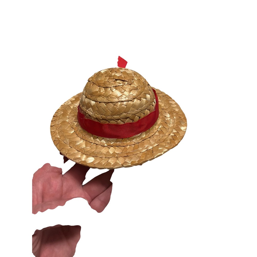 [Cottagecore] Unisex Unbranded Miniature Straw Boater‎ Hat OS Tan Red